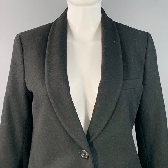 ANN DEMEULEMEESTER Size M Black Wool Shawl Collar Coat - Picture 2 of 8